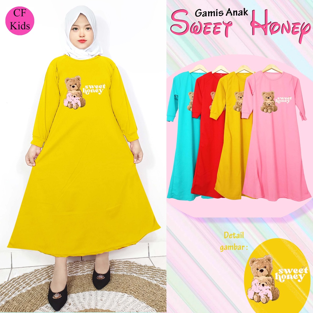 Gamis Anak Perempuan DTF Sweet Honey Bear CF Kids