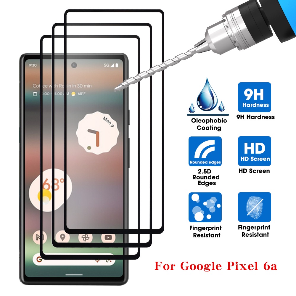 1pc Pelindung Layar Tempered Glass Full Cover Anti Sidik Jari Untuk Google Pixel 6A / 6A / Google Pixel 6A