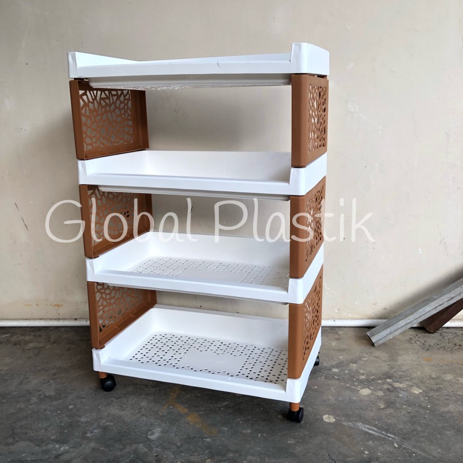 BESAR Rak Susun 4 Serbaguna Plastik Ada Roda