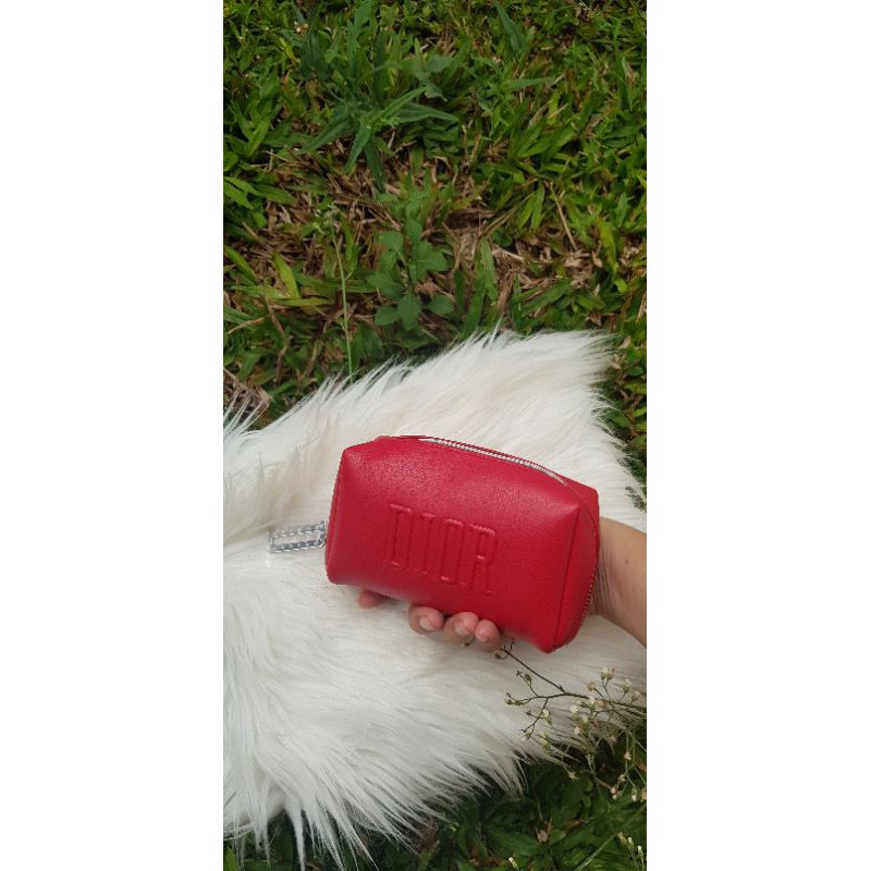 dior red leather pouch