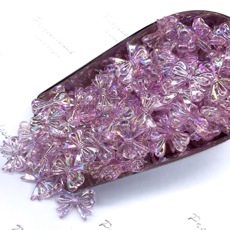 30pcs / lot 15x18mm AB Manik-Manik Akrilik Bentuk Pita Untuk DIY Perhiasan