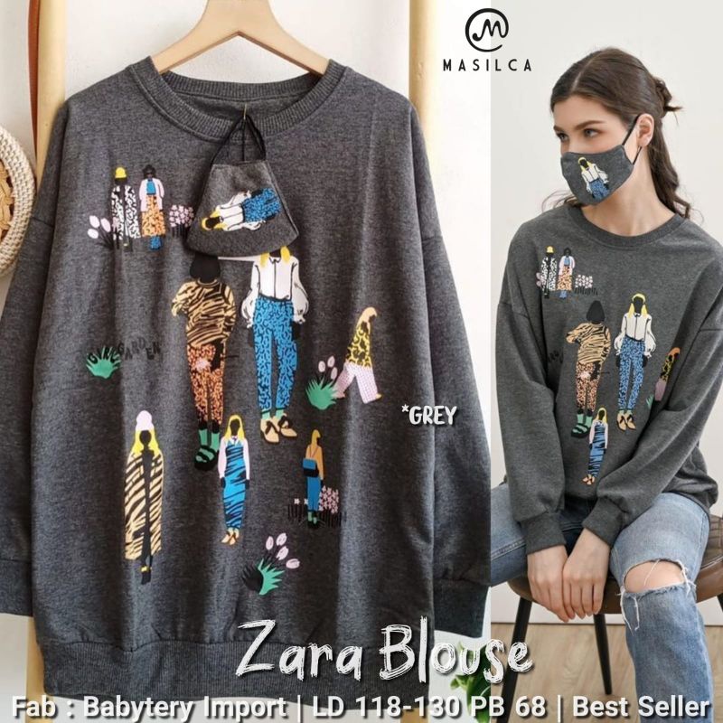 Atasan Jumbo Zara Blouse Bahan Babyterry Import ORI Masilca