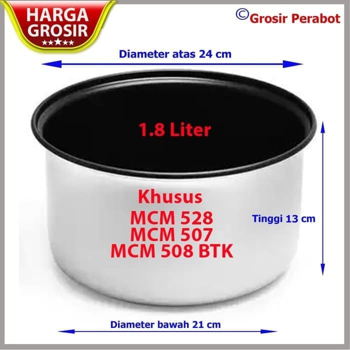 ALUMINIUM PAN 1,8 Liter - Panci Teflon Rice Cooker Miyako 1,8 Liter - 100% Ori