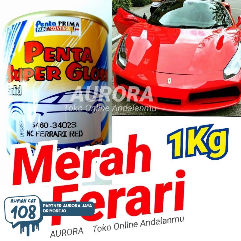 Penta Super Gloss Ferrari Red 1Kg Merah Ferari 1 Kg Kilo Cat Duco Duko Diko Mobil Sepeda Motor