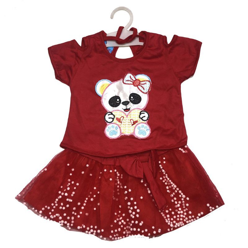 set rok tutu /set rok sabrina /set rok panda sabrina 6-12 bulan