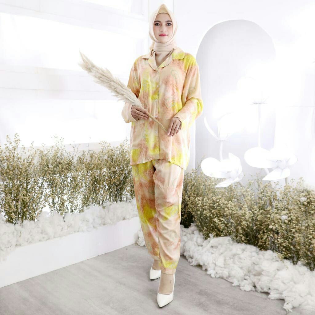 set piyama wanita tie die lengan panjang celana panjang PP ucci real pic size XXL