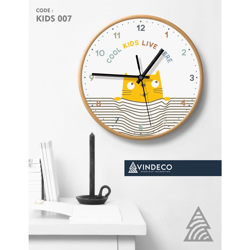 JAM DINDING KAYU / JAM DINDING ANAK / KADO ULTAH / KADO ANAK / JAM UNIK / JAM ANAK / VINDECO / KIDS-KIDS 007