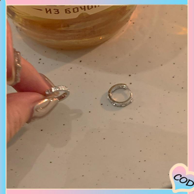 COD❤️ Temperamen High-end Zircon Hoop Earrings Wanita Desain Niche Gesper Telinga-A.one