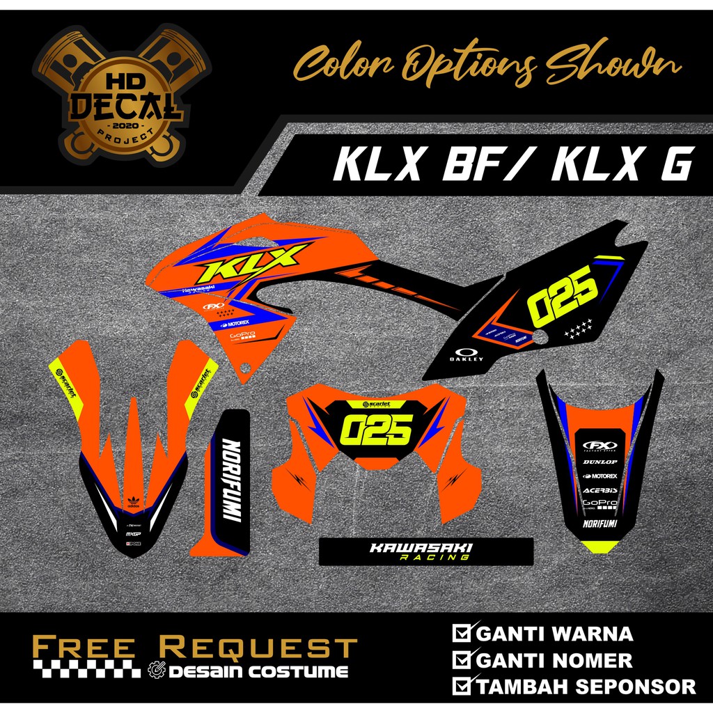 

DECAL STIKER KLX BF OREN STABILO DESAIN COSTUME
