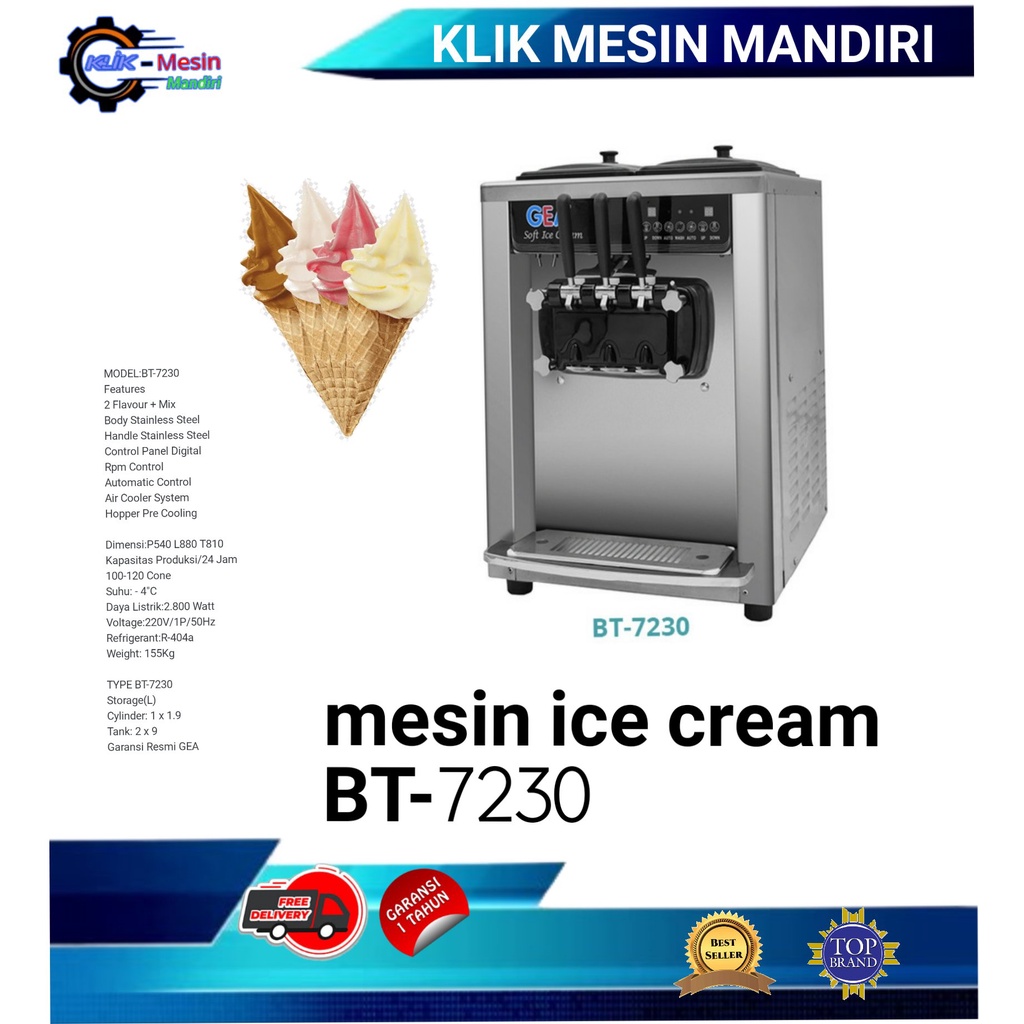 Mesin Es Krim Gea Soft Ice Cream 3 Tuas