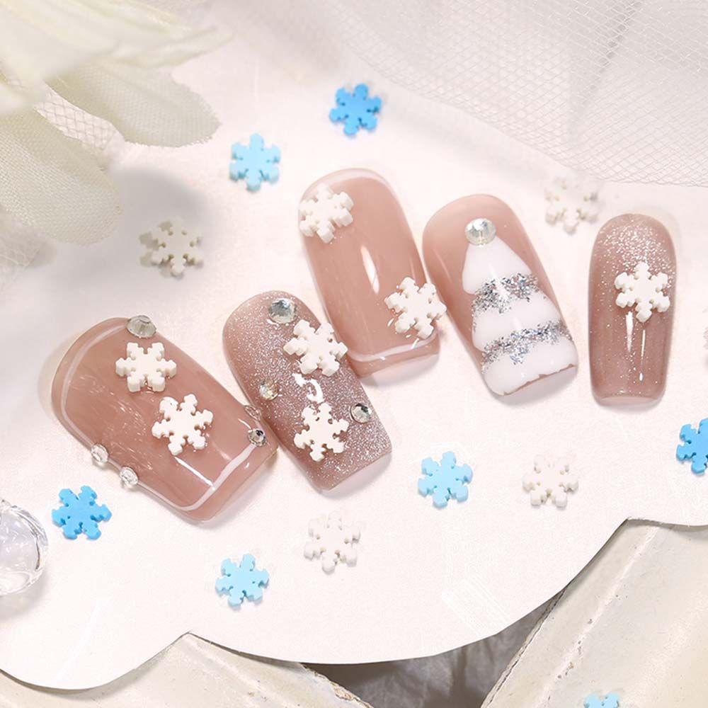 AUGUSTINA Agustina Snowflakes Nail Sequin Lembut Biru Dan Putih Korea 3D Snowflakes Flake Elegance Christmas Series DIY Dekorasi Nail Art