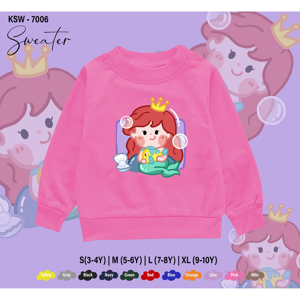 SWEATER ANAK -ANAK / BAJU  KIDS 1-10THN / BAHAN FLEECE PREMIUM ADEM / ARIEL FISH CUTES / UNISEX