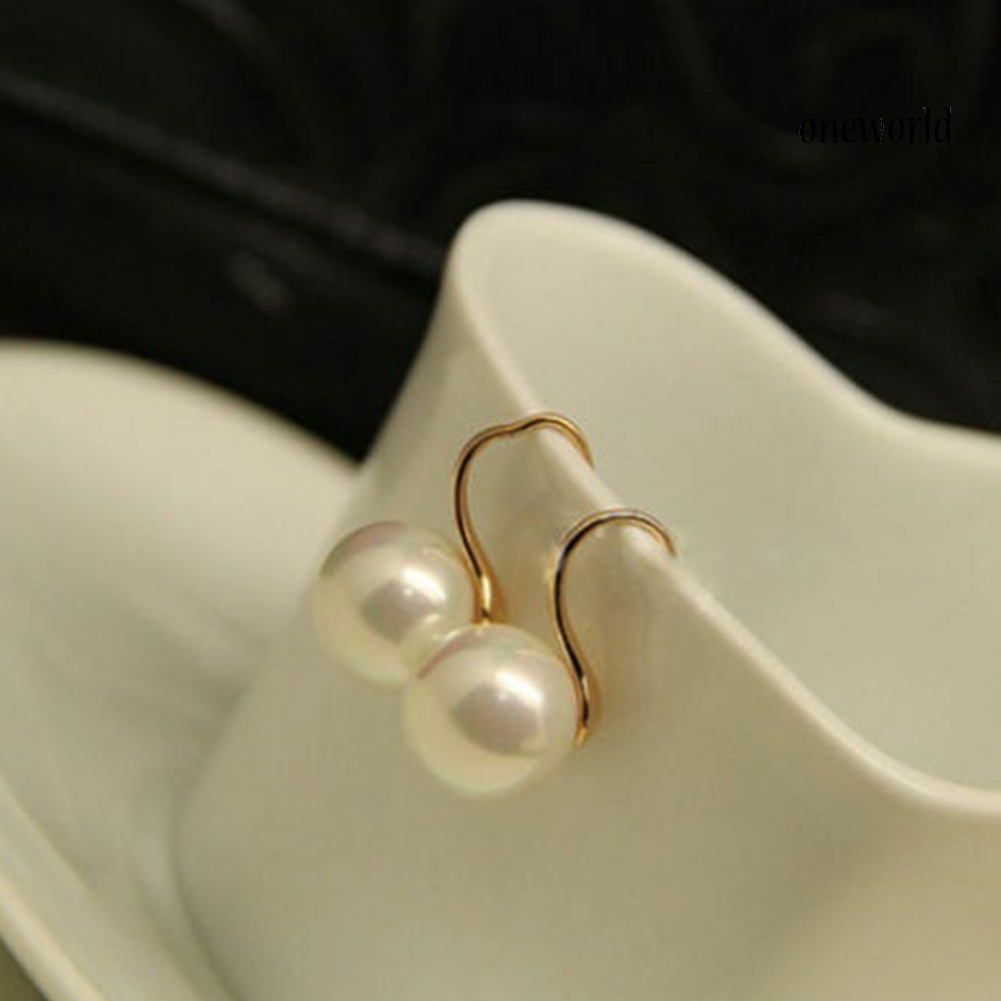 OW# Fashion Women Faux Pearl Mini Ear Hooks Earrings Party Statement Jewelry Gift