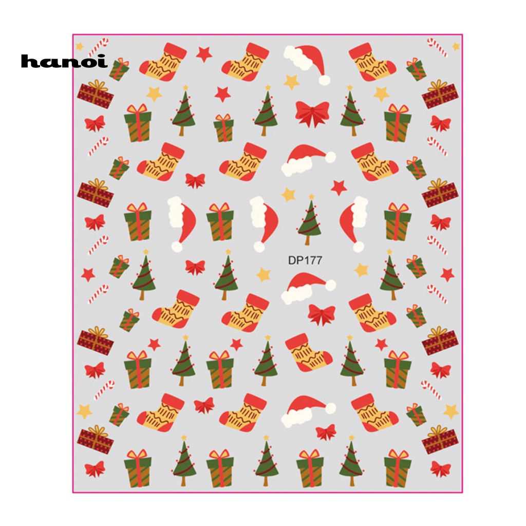 Han_stiker Kuku Motif Santa Claus Untuk Nail Art DIY