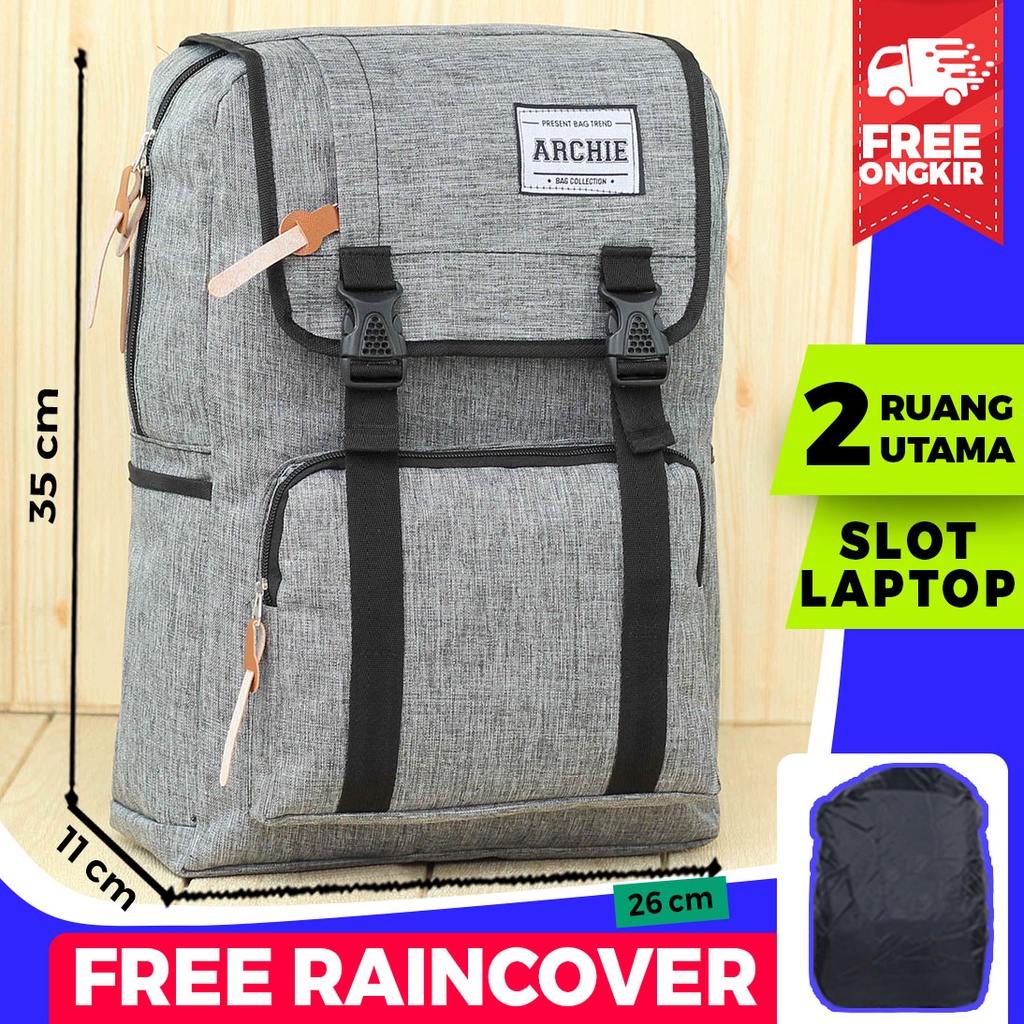 Ransel Sekolah Tas Keren Archie Tancepan Abu Backpack Punggung Pria Promo Sekolah Tas Distro