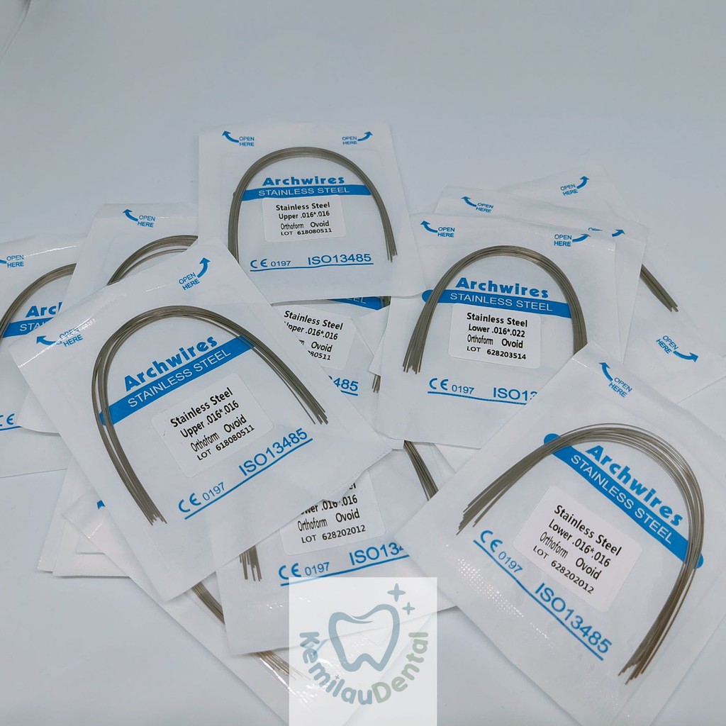KAWAT BEHEL SS RECTA/NITI SS RECTA UPPER-LOWER 0.16x0.16/0.16x0.22