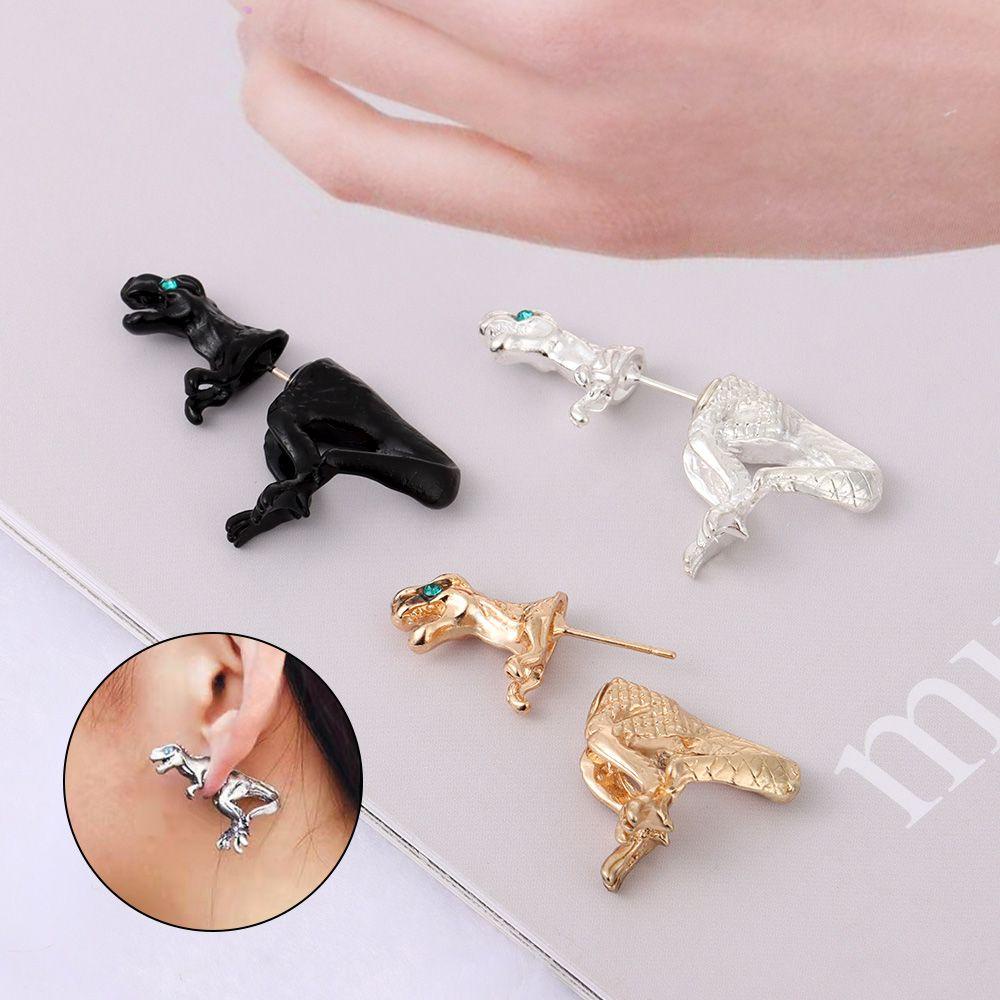 Preva 1pc Anting Dinosaurus Ear Stud 3D Perhiasan Dinosaurus Juntai