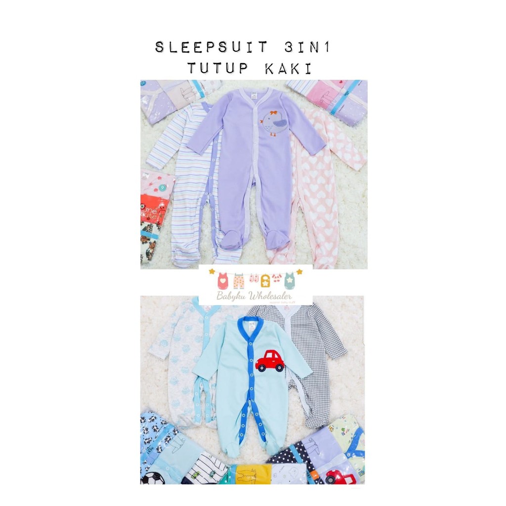 Piyama sleepsuit tutup kaki - piyama bayi - baju tidur bayi tutup kaki
