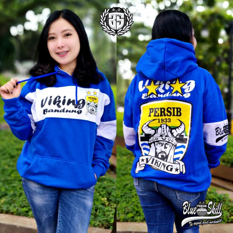 Switer hoodie persib / jaket sweater viking persib / jaket sweater hoodie kombinasi / jaket sweater persib hoodie untuk pria dan wanita / sweater originalblueskill