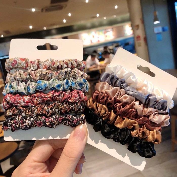 (IR-06) ISI 6 PCS Ikat Rambut Scrunchie Korea Set