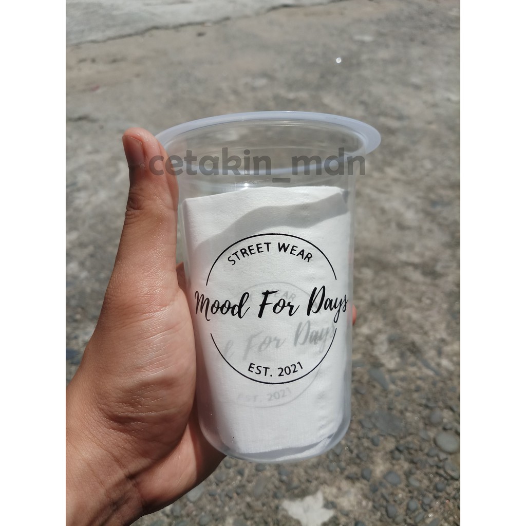 Sablon Cup Gelas PLastik Merk Starindo Oval 16 dan 18 Oz 8gr