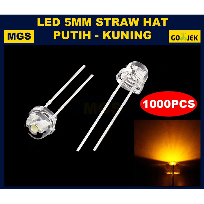 1000Pcs LED 5mm Strawhat - Kuning