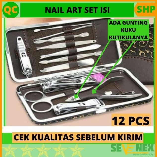 Gunting Kuku Set Lengkap 12 pcs Set Manicure Pedicure Set Nail Art 12Pcs