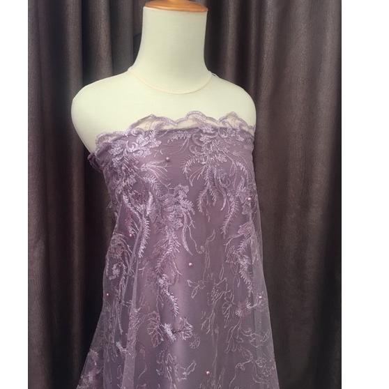 ➴ Premium Tile Mutiara Bordir Bulgari warna purple Ungu Lilac Taro ❊