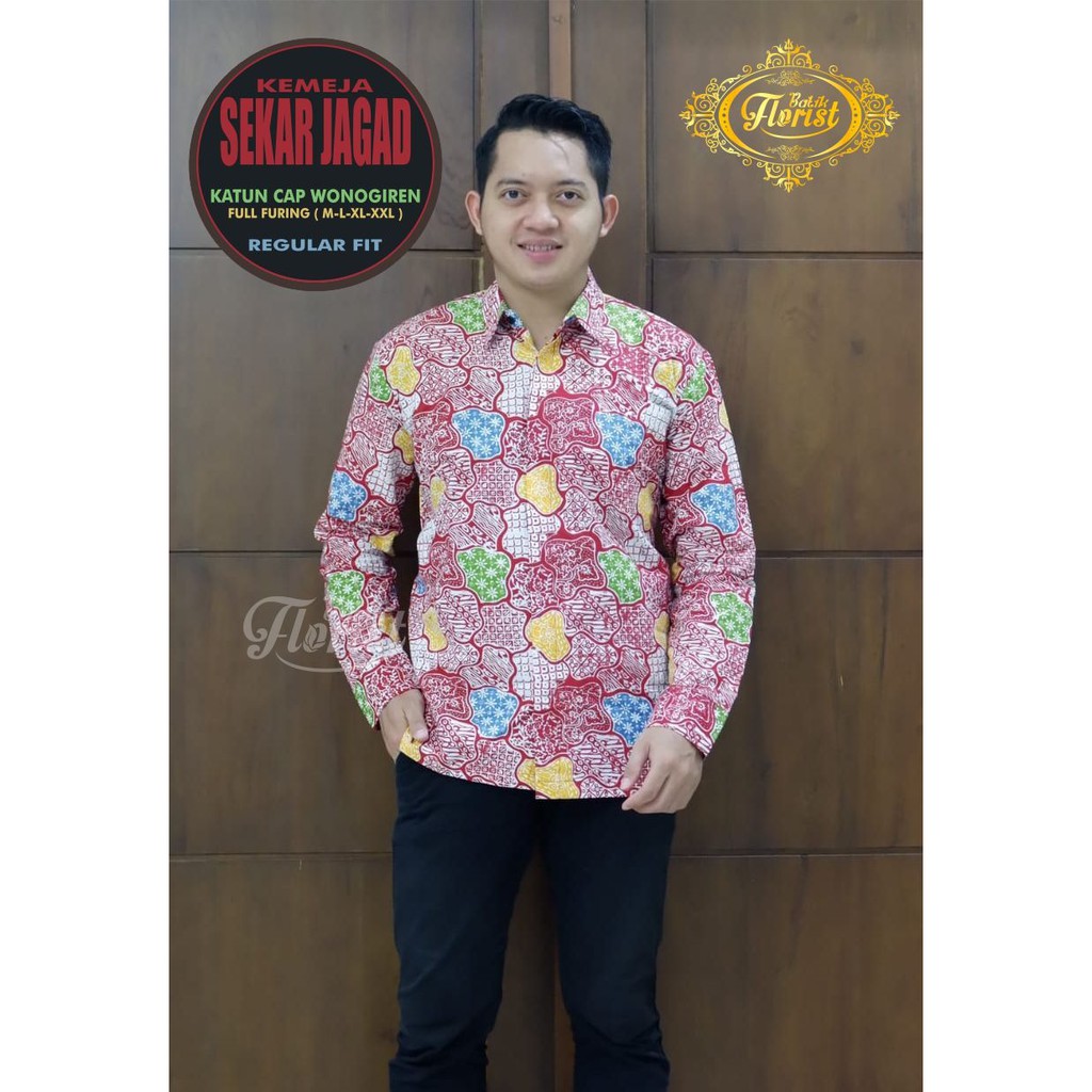 SEKAR JAGAD Kemeja Batik Pria Full Furing Katun CAP WONIGIREN