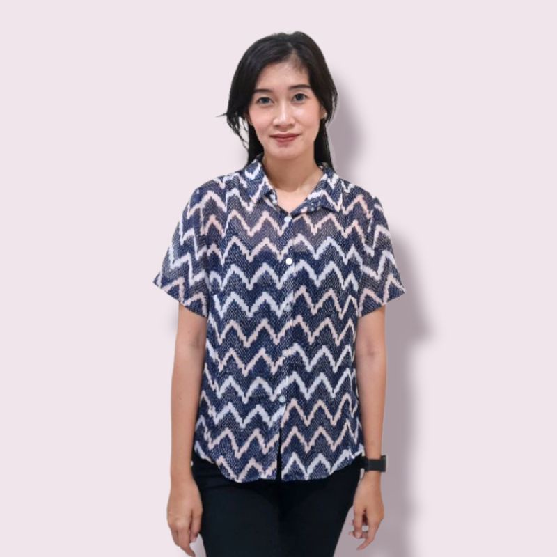 NY COLLECTION - Blouse Kemeja Motif Wanita Original Premium Pakaian Branded Sisa Ekspor