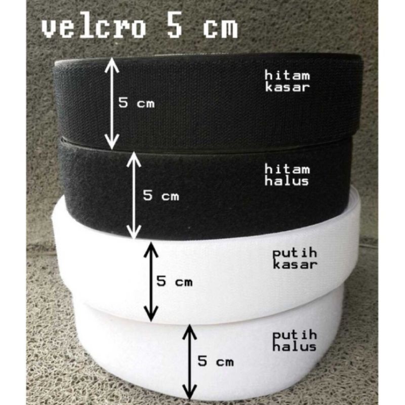 PEREPET/VELCRO PEREKAT, MAGIC TAPE 5CM,PUTIH/HITAM , SEPASANG KASAR+LEMBUT