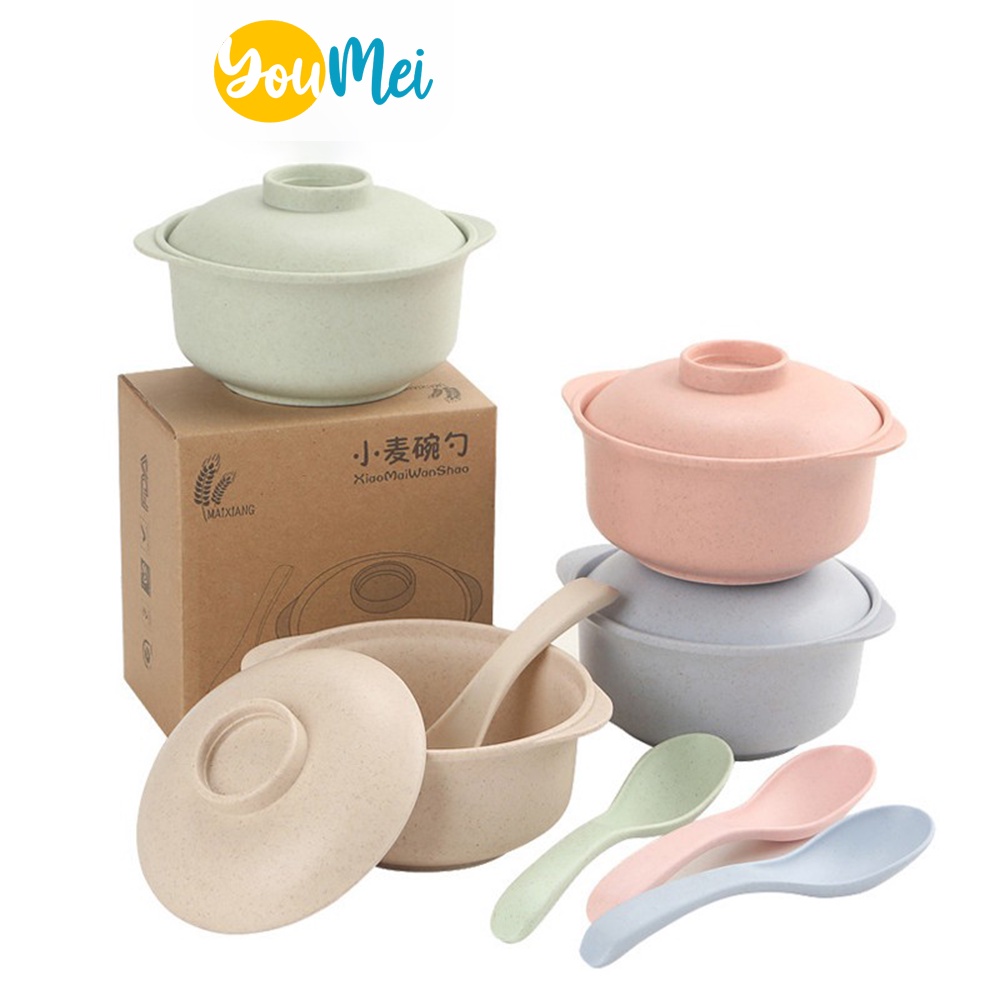Set Mangkuk Sayur Dengan Tutup dan Alat Makan Sendok  / Cover The Cup Bowl / Soup Bowl /  Mangkuk Bubur Dengan Tutup / Mangkuk Nasi / Mangkuk Sup  - 1206