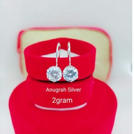 (COD)Anting Desy dewasa putih mata diamond putih kilau perak asli 925/Silver 925 lapisan emas putih murni!!