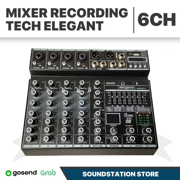 MIXER RECORDING TECH ELEGANT - MIXER 6 CHANNEL PODCAST RECORDING