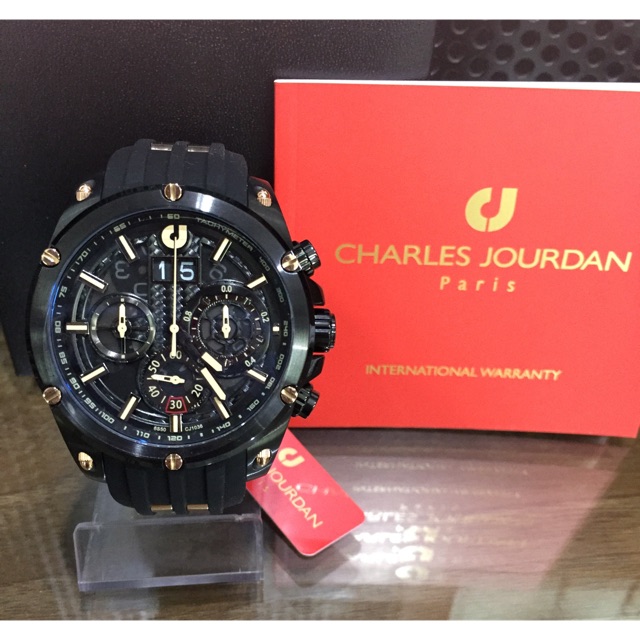 JAM TANGAN PRIA CHARLES JOURDAN CJ1036-1732C BLACK ORIGINAL