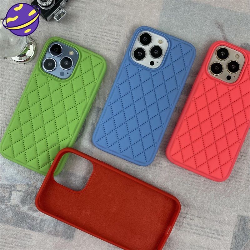 Soft Case Silikon Motif Belah Ketupat Merah Untuk IPhone X XR XS MAX 11 12 13 Pro MAX