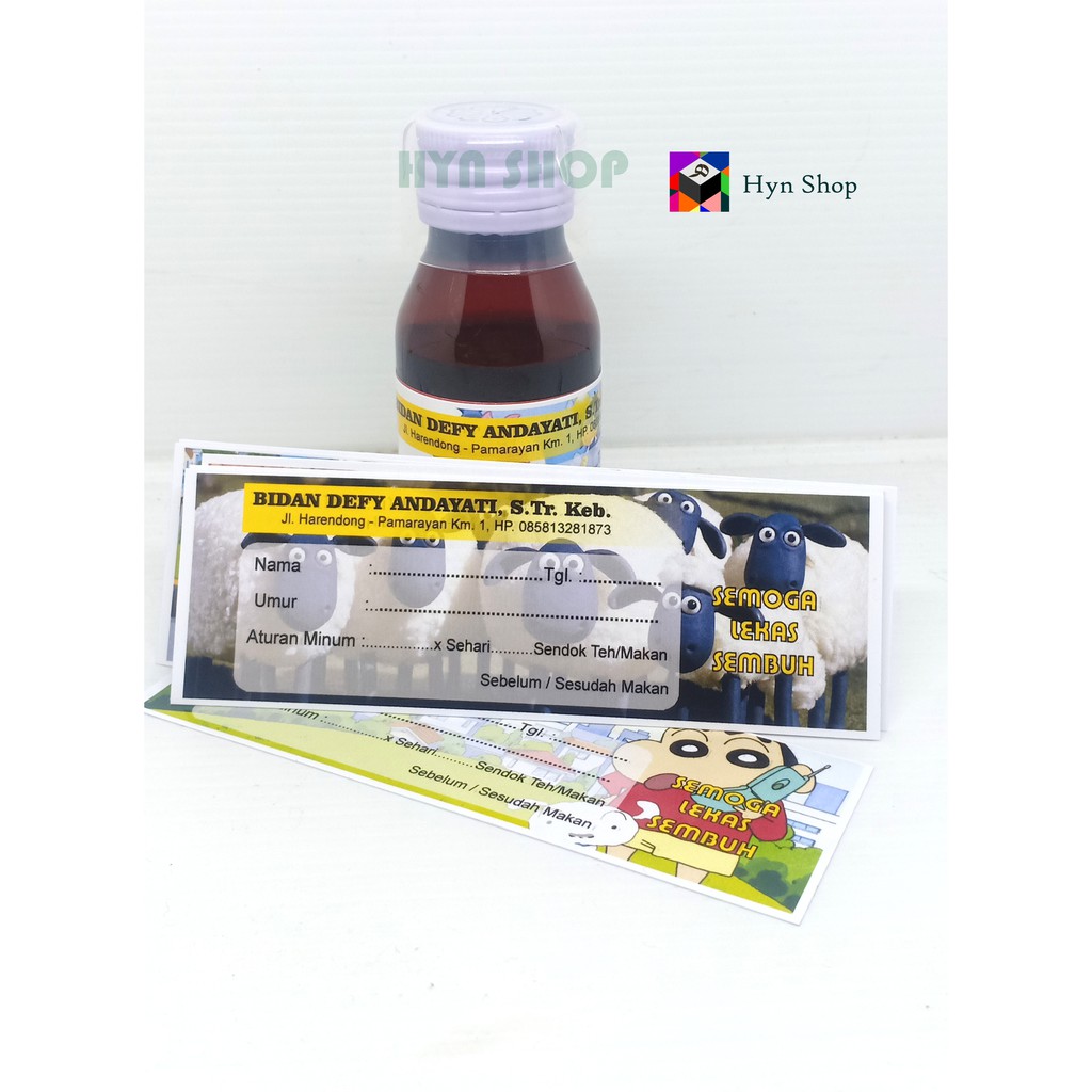 

STICKER LABEL SIRUP KARAKTER TAHAN AIR ISI 100 PCS
