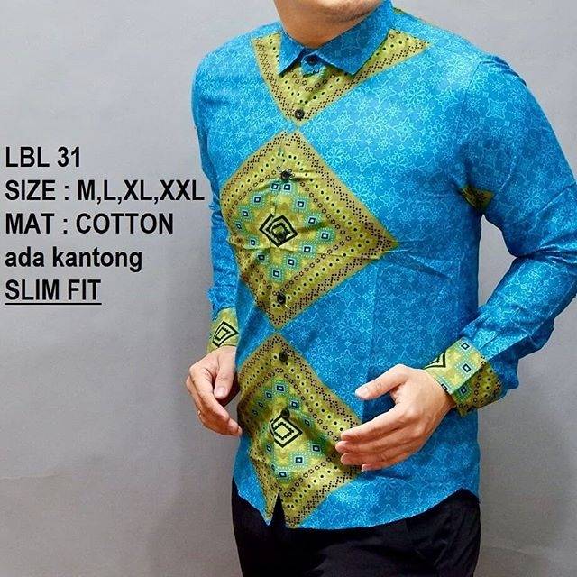 KEMEJA SLIM FIT PRIA BATIK SLIMFIT REAL PICT ORIGINAL MERK LUIGI LBL31