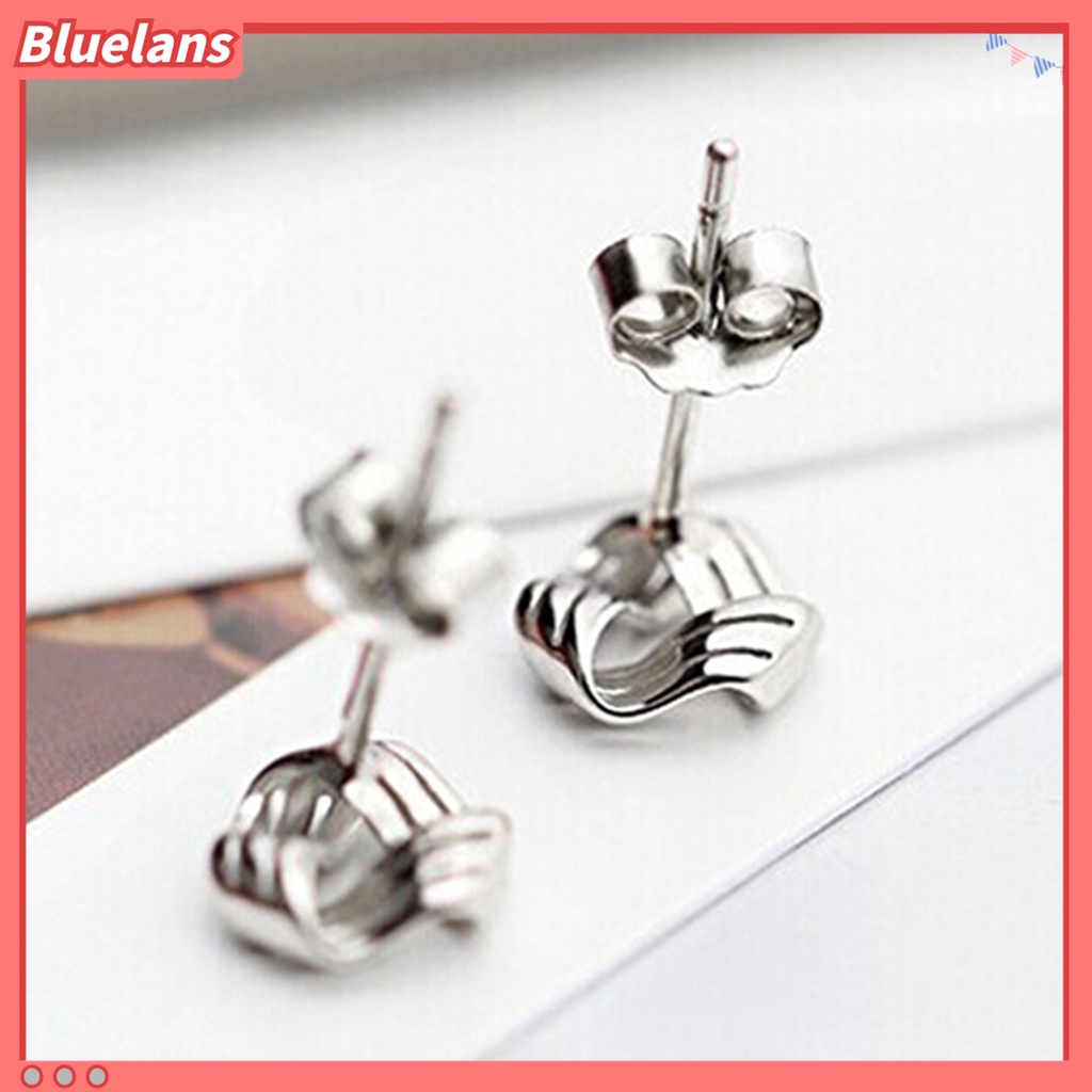 Bluelans Anting Stud Bentuk Segitiga Geometris Warna Silver Untuk Wanita