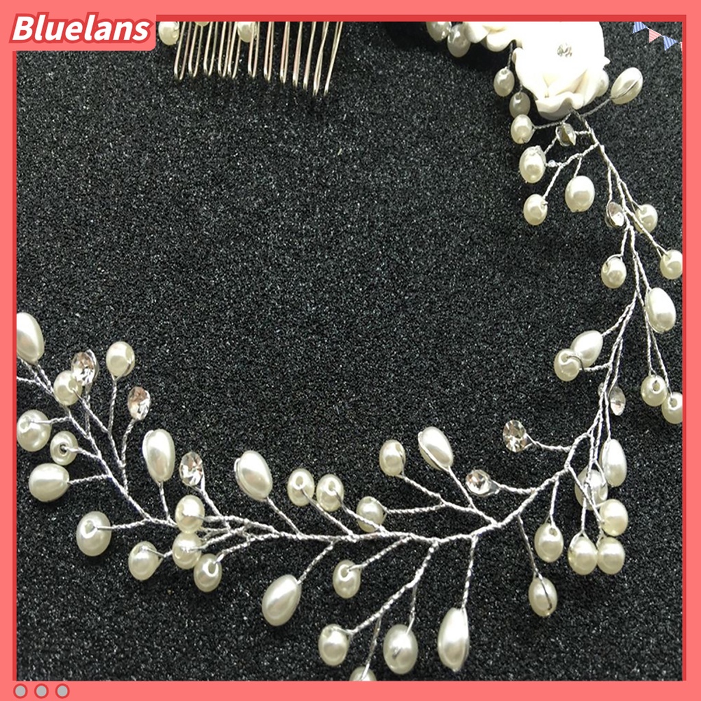 Bluelans Jepit Rambut Bentuk Bunga Aksen Berlian Imitasi Bahan Alloy Untuk Pernikahan