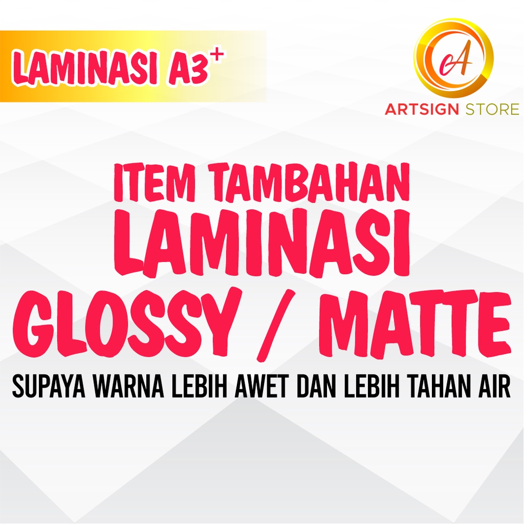 

[ITEM TAMBAHAN] Laminasi Glossy Matte Doff