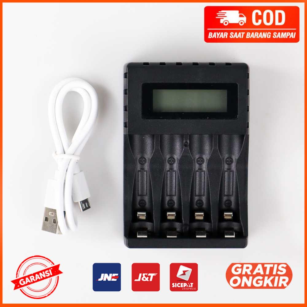 Charger Baterai 4 Slot LCD Display for AA AAA NiMh