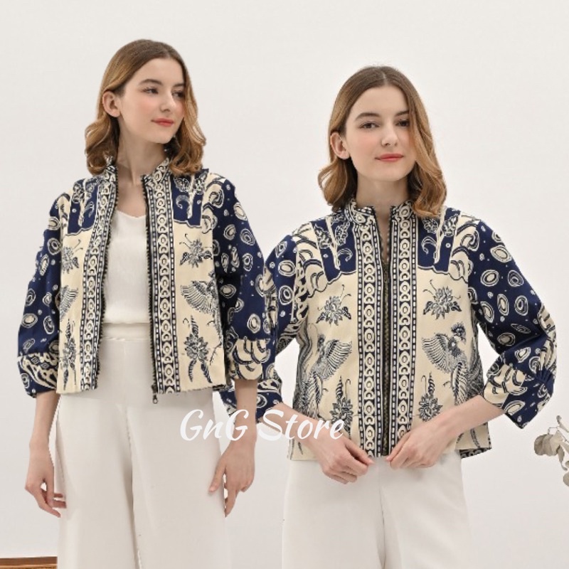 Outer Batik 135 HT Navy/ Jaket Bomber Batik