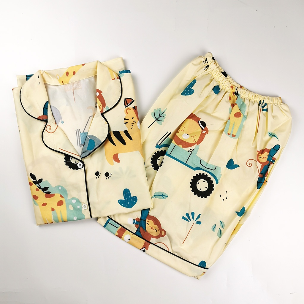 Setelan Piyama Dewasa Celana Pendek Lengan Pendek Hotpant All Size-HPL SAFARI CREAM