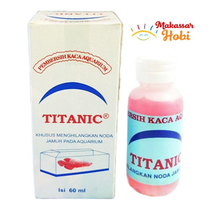 Obat Cairan Pembersih Kaca Aquarium TITANIC 60ml Anti Jamur Kerak Noda