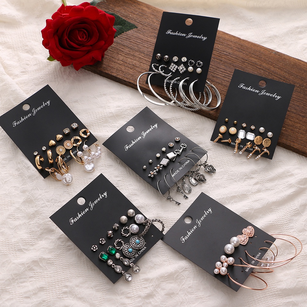 Set Anting Stud Desain Kupu-Kupu Kristal Mutiara Rumbai Oversize Untuk Wanita