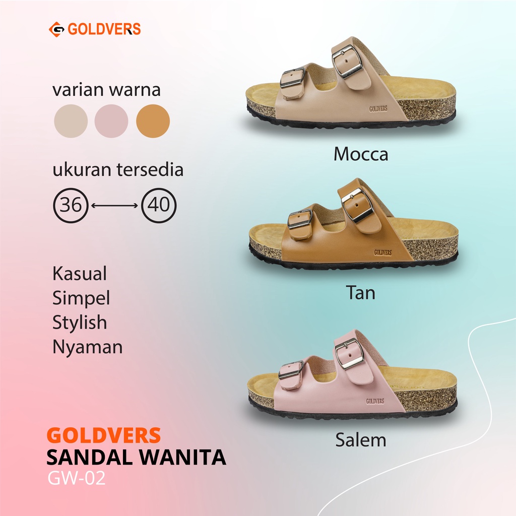 INDORAYA STORE Sandal Wanita Original GOLDVERS Model Slot Gesper 2 Casual Premium Hight Quality