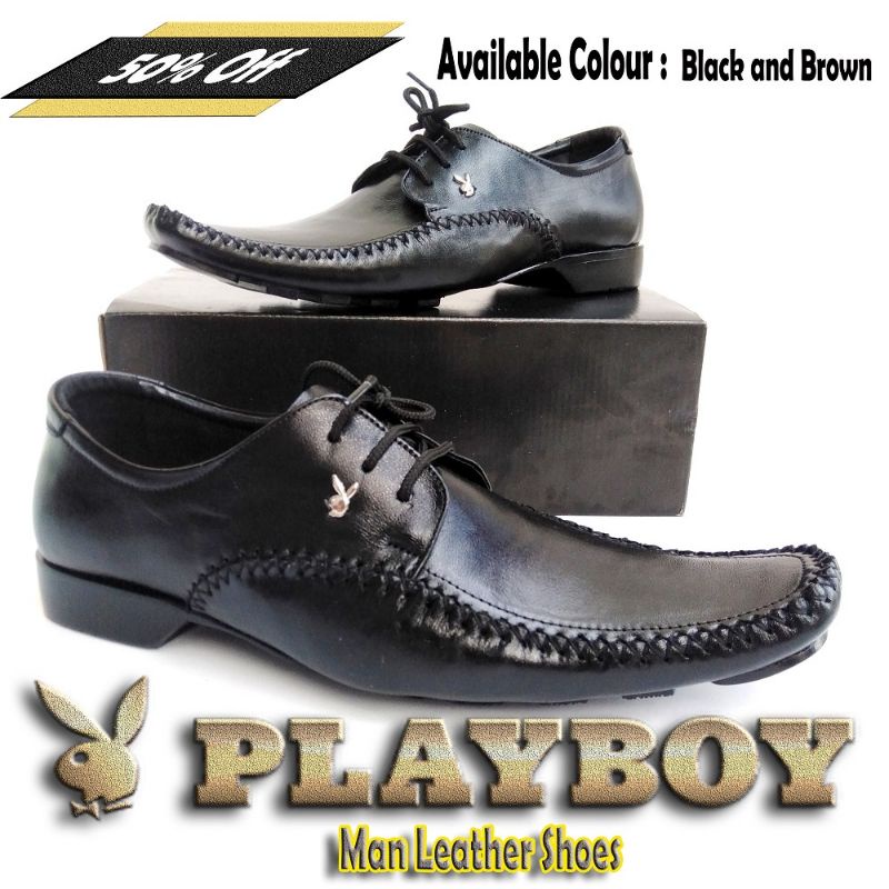 100% ORIGINAL PLAYBOY SEPATU PANTOFEL KULIT KERJA PRIA MURAH FORMAL KANTOR DINAS