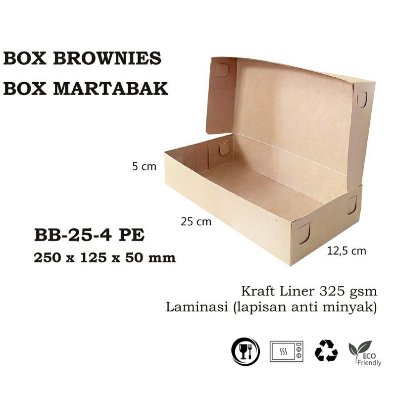 

( isi 5 pcs )BOX KARDUS KOTAK BROWNIED MARTABAK NUGGET ROTI 25x12,5x5 cm KRAFT