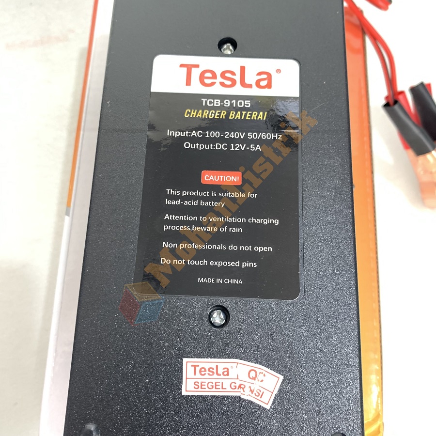 Pengecas Cas Aki Tesla 5 Ampere Charger Baterai Aki 5A 12V Batre Battery Cas Aki Otomatis Murah